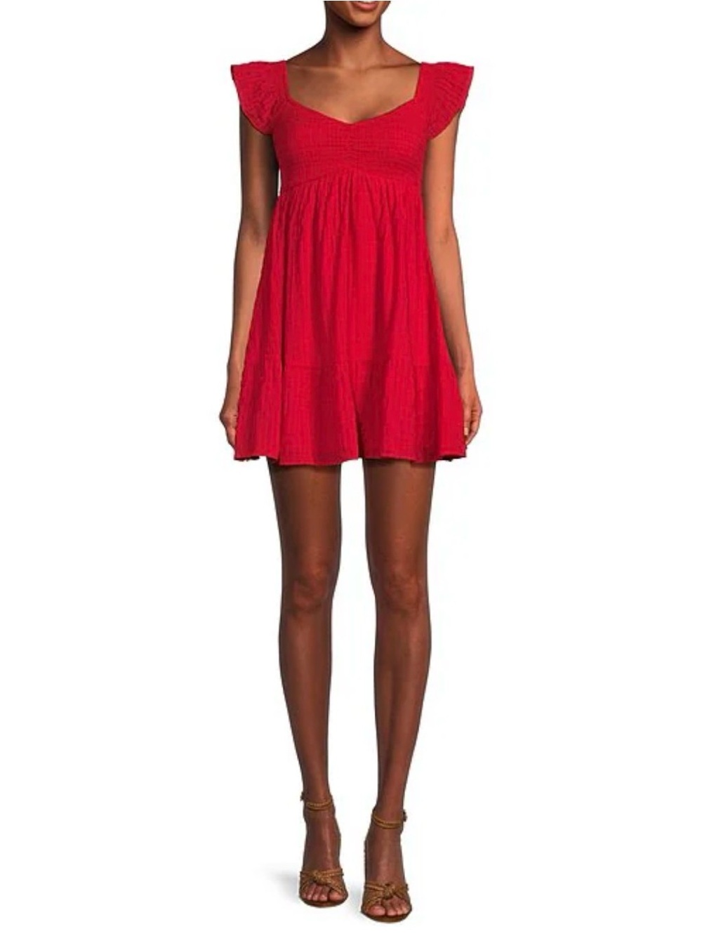 Red Smocked Mini Dress | Size M | Barely Worn
